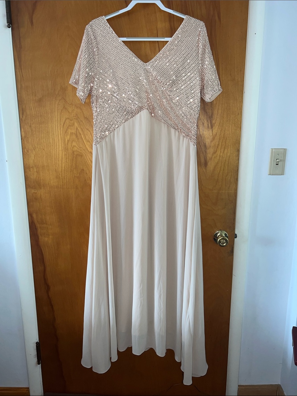 Beaded V Neck Evening Gown
